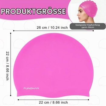 Silikónová plavecká čiapka, nepremokavá plavecká čiapka pre unisex dlhé vlasy, ružová, veľká