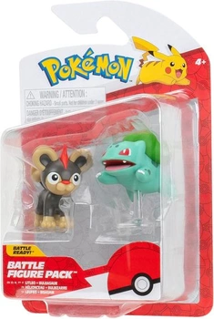 Pokémon PKW3583 - Sada bojových figúrok - Leufeo a Bulbasaur, oficiálne detailné figúrky, každá 5 cm