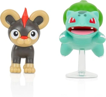 Pokémon PKW3583 - Sada bojových figúrok - Leufeo a Bulbasaur, oficiálne detailné figúrky, každá 5 cm