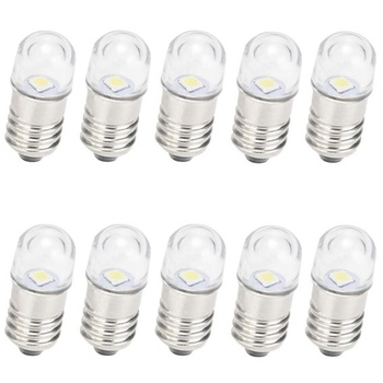 Žiarovky AC/DC E10, 10 kusov, 3V, studená biela, náhradné žiarovky E10, miniatúrne skrutkovacie LED
