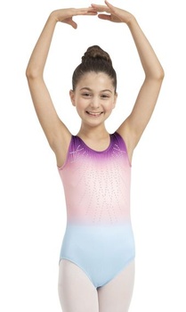 Gymnastický trikot pre dievčatá 7-8 rokov, ružový prechod
