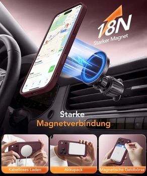 Magnetický kryt pre iPhone 17 Pro Max s ochranou displeja na súkromie, dizajn červeného vína.