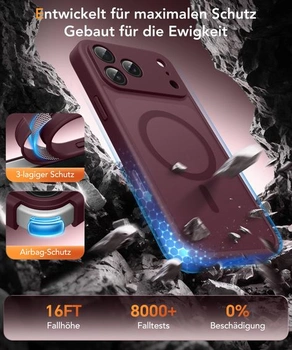 Magnetický kryt pre iPhone 17 Pro Max s ochranou displeja na súkromie, dizajn červeného vína.