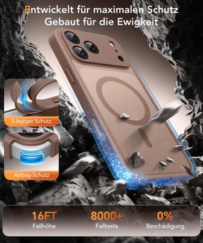 Magnetický kryt pre iPhone 17 Pro s ochranou displeja na súkromie, hnedý. Hnedý kryt pre iPhone 17