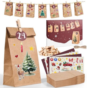 Adventný kalendár I LOVE MOM na plnenie, 24 adventných kalendárov pre deti s vianočnými samolepkami,