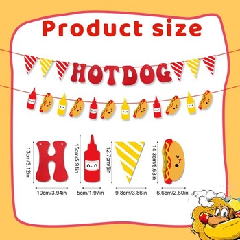 Dekorácie na hot dogy, bannery na párky v rožku, vlajky na párky v rožku, dekorácie na fľaše s