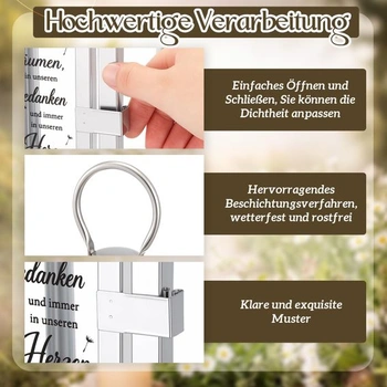 Photect Hrobová lucerna, nerezová ocel odolná proti povětrnostním vlivům, 30x10x10cm, pampeliška,