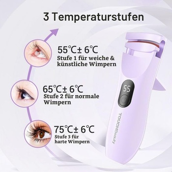 Vyhrievaná kulma na riasy TOUCHBeauty s LED displejom, elektrická kulma na riasy s 3 nastaveniami
