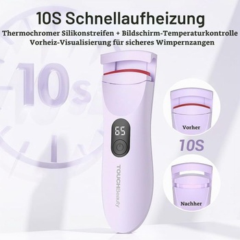 Vyhřívaná kulma na řasy TOUCHBeauty s LED displejem, elektrická kulma na řasy se 3 nastaveními