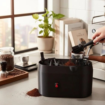 Sada na čištění portafiltrů na kávu Aohcae, elektrický čistič portafiltrů s kartáčem, čisticí sada