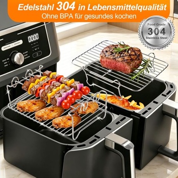 Nerezový grilovací rošt Horkovzdušná fritéza pro Ninja a COSORI Dual Zone 7,6 l-10,4 l Ninja a