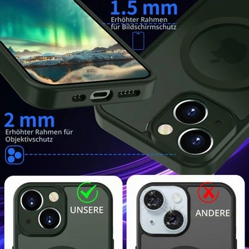 Magnetický kryt pro iPhone 15 kompatibilní s MagSafe pro ochranný kryt [ochrana fotoaparátu] [17FT