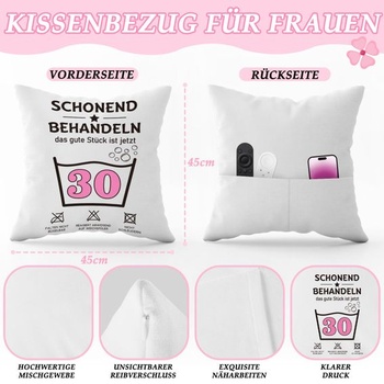 Dárková sada TUZELIYA k 30. narozeninám pro ženy, 4 kusy včetně povlaku na polštář 45x45cm,