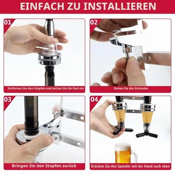 Nástěnný držák na lahve, dávkovač nápojů na 2 lahve, dvouhlavý dávkovač, dávkovač alkoholu z
