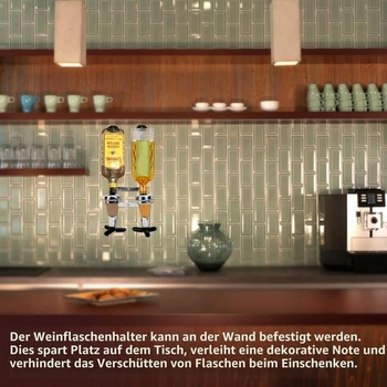 Nástěnný držák na lahve, dávkovač nápojů na 2 lahve, dvouhlavý dávkovač, dávkovač alkoholu z