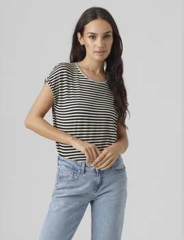 Dámské tričko VERO MODA VMAVA Jednobarevné pruhované - Regular Fit XS S M L XL Pruhované XS