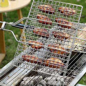 Skladací kôš na gril z nerezovej ocele, prenosný stojan na gril na ryby z nerezovej ocele, skladací