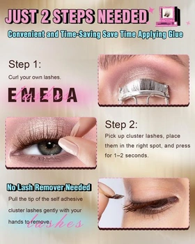 EMEDA 10mm hnědé samolepicí prodloužení řas, předplněné shlukové řasy bez lepidla - pro přirozený