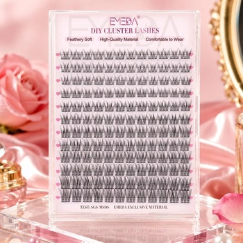 EMEDA Přírodní shlukové řasy 8-14 mm Mix DIY Individuální prodloužení řas Shluky řas Hnědé a černé