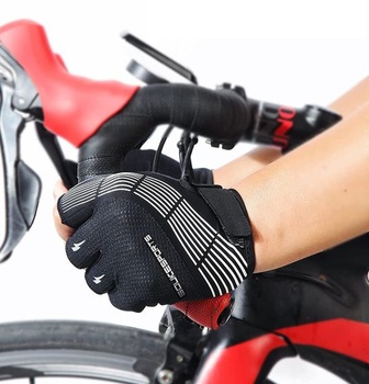 Souke Sports Pánske a dámske cyklistické rukavice Letné polprstové cyklistické rukavice XL Celočierne