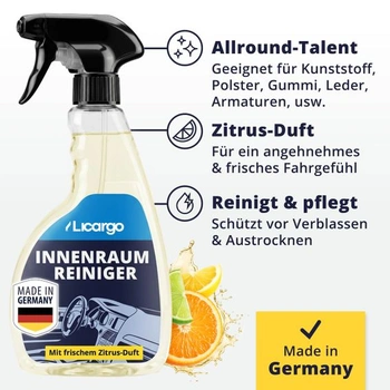 Sada čističů interiérů automobilů LICARGO – Čistič interiéru (500 ml) + Pad do interiéru + Hadřík z
