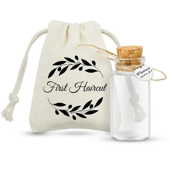 Skleněná lahvička s korkovou zátkou na památku prvního…