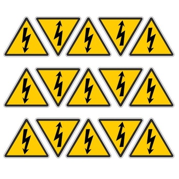 Samolepky Pubblimania s nápisom „Nebezpečenstvo úrazu elektrickým prúdom“ | Materiál: PVC (5,3 x 5 cm