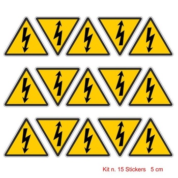 Samolepky Pubblimania s nápisem „Nebezpečí úrazu elektrickým proudem“ | Materiál: PVC (5,3 x 5 cm