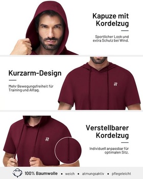 Pánske vínové tričko s kapucňou Runhit veľ. L