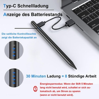 Stylus pre iPad Pro Air Mini 2018-2026, 2X rýchle nabíjanie, odmietnutie dlane 16D - čierny