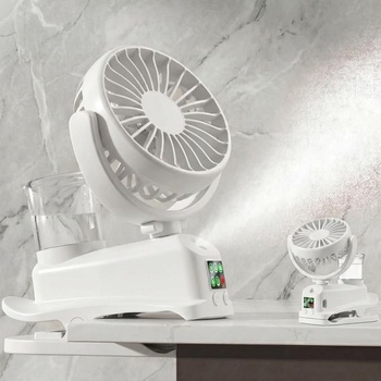 Mini ventilátor s pripínacím mechanizmom, USB ventilátor s vodnou hmlou, 4 rýchlostné stupne,