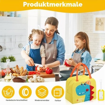 Aucuu detská obedová taška, mini termotaška, malá chladiaca taška, obedová taška s 3D kresleným