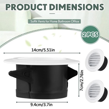 Dvojdielna ventilačná mriežka MEISO, guľatá, 100 mm, výfuková mriežka z ABS, nastaviteľná, pre vnútorné