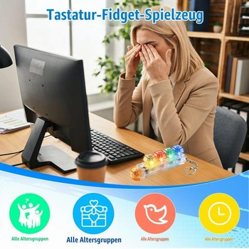 Joycabin 2dielna klávesnica fidget hračka s LED a kľúčenkou