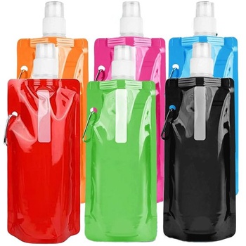 Skladacie fľaše na vodu Catelves 6 500 ml, bez BPA, s klipom, viacfarebné, 6 kusov - červená, zelená,