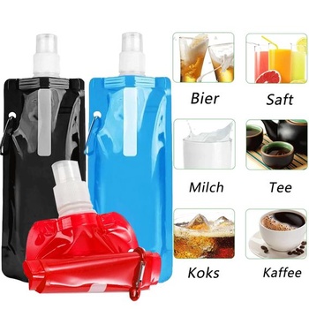 Skladacie fľaše na vodu Catelves 6 500 ml, bez BPA, s klipom, viacfarebné, 6 kusov - červená, zelená,