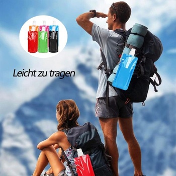 Skladacie fľaše na vodu Catelves 6 500 ml, bez BPA, s klipom, viacfarebné, 6 kusov - červená, zelená,
