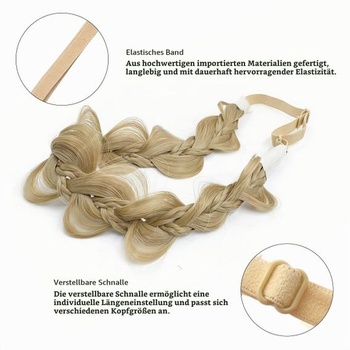 Zapletená čelenka pre ženy, blond, 4 pramene - 1 kus (1 balenie)