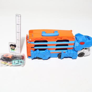 Prepravné vozidlo s dinosaurami - 3 v 1 autíčko s vyhadzovacím mechanizmom, skladacia prenosná dráha pre