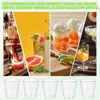 LANSKYLAN 100 panákov 5cl/50ml plastové kelímky na panáky opakovane použiteľné želatínové kelímky