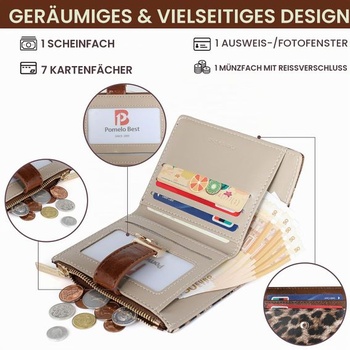 Malá dámska peňaženka Pomelo Best, leopardí vzor, ​​texturovaná vegánska koža a RFID ochrana,