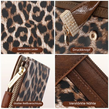 Malá dámska peňaženka Pomelo Best, leopardí vzor, ​​texturovaná vegánska koža a RFID ochrana,