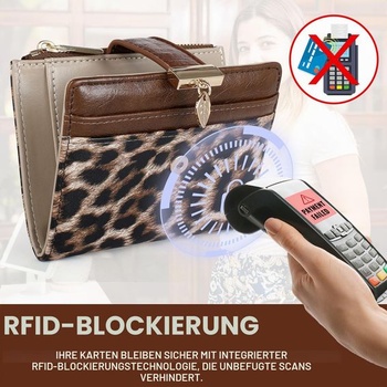 Malá dámska peňaženka Pomelo Best, leopardí vzor, ​​texturovaná vegánska koža a RFID ochrana,