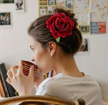 3dielne kvetinové sponky do vlasov, červená kvetinová brošňa, vlasové doplnky, sponky do vlasov, pazúry,