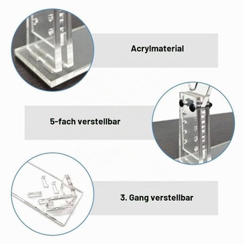 Stojan na pištoľ DONGKER, nastaviteľný akrylový držiak na pištoľ, 5 výšok/3 dĺžky, stojan na