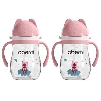 Tréningový hrnček Oberni Tritan, fľaša na pitie s objemom 270 ml pre batoľatá od 12 mesiacov,