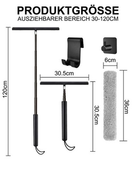 Sprchová stierka s teleskopickou tyčou 30-120 cm - Nastaviteľná sprchová stierka