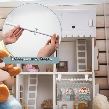12 priehľadných úložných tašiek na oblečenie pre bábiky s teleskopickou tyčou, kompatibilných s