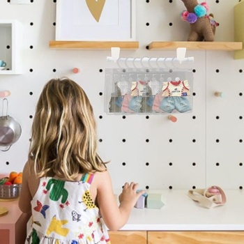 12 priehľadných úložných tašiek na oblečenie pre bábiky s teleskopickou tyčou, kompatibilných s