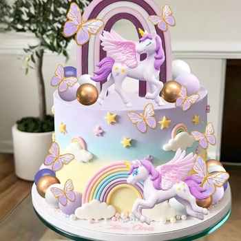 Jednorožčia torta, dekorácia s jednorožcom, torta, dúhová dekorácia